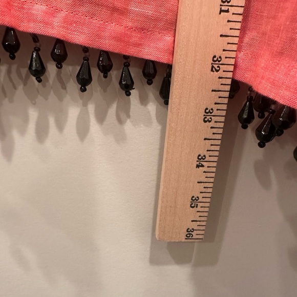 Land's End 100% Linen Coral Tunic Top Embellished Coastal Relaxed Resort Size 1X - Picture 5 of 10